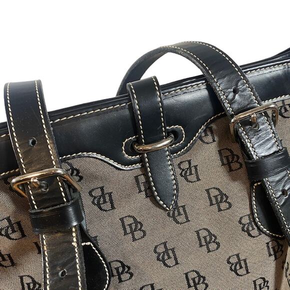 Dooney & Bourke Gray Logo Canvas Tote Bag Women Vintage - Picture 4 of 12